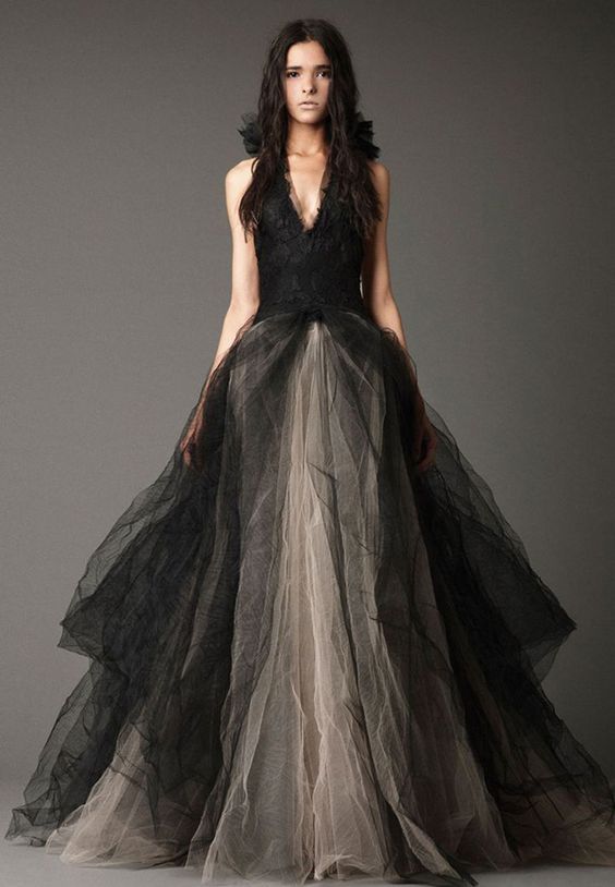 black ombre wedding dress