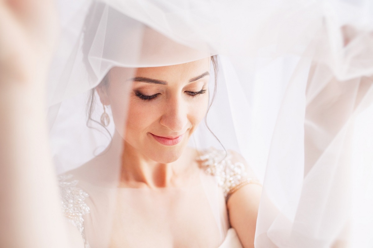 Wearing a wedding veil