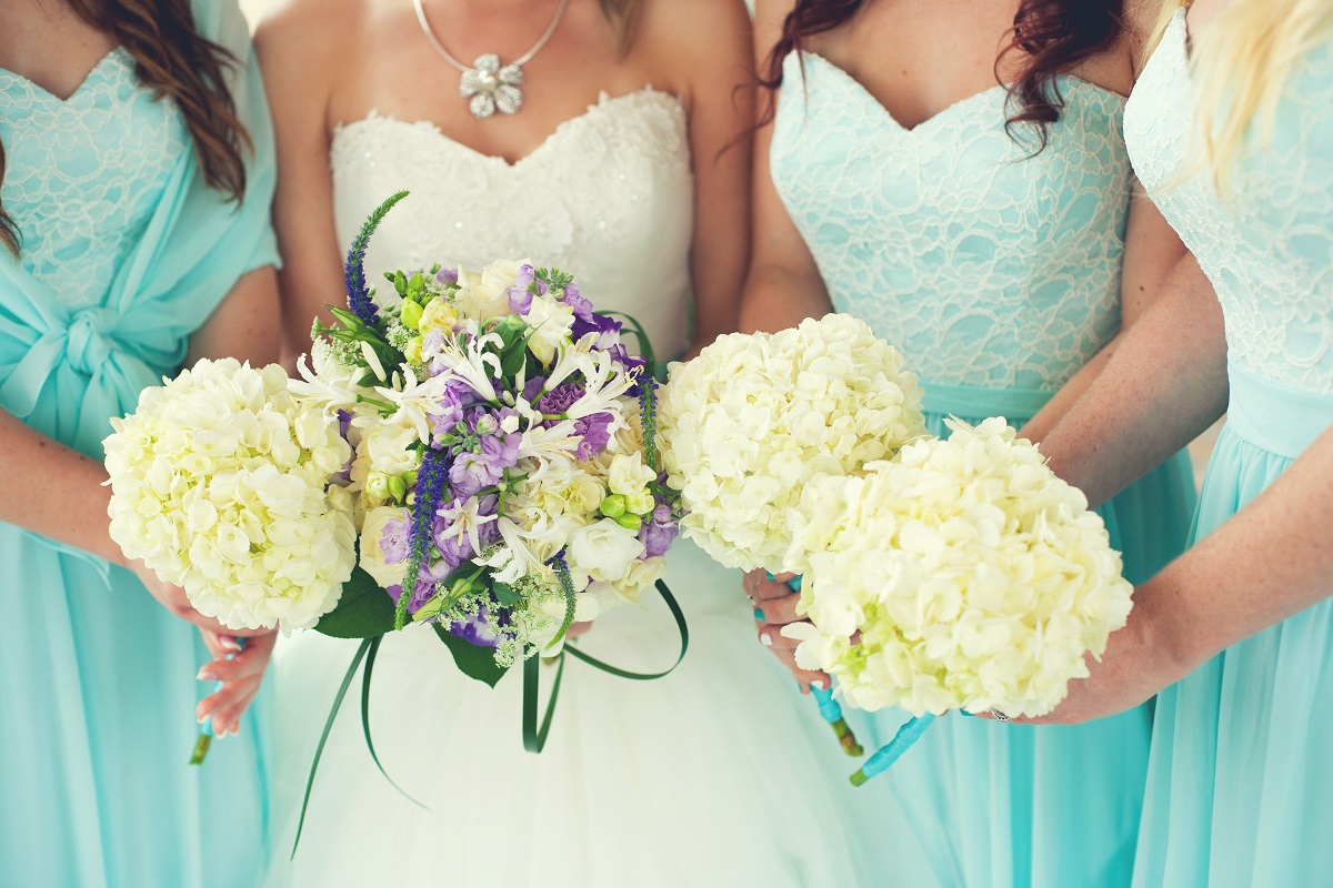 Elaborate dresses for the bridesmaids