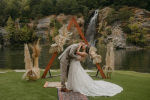 Bohemian Earth Tone DIY Lakeside Wedding with Dried Palms