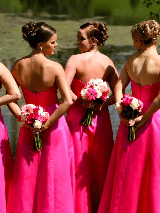 Hot Pink Bridesmaid Dresses for a Barbiecore Wedding
